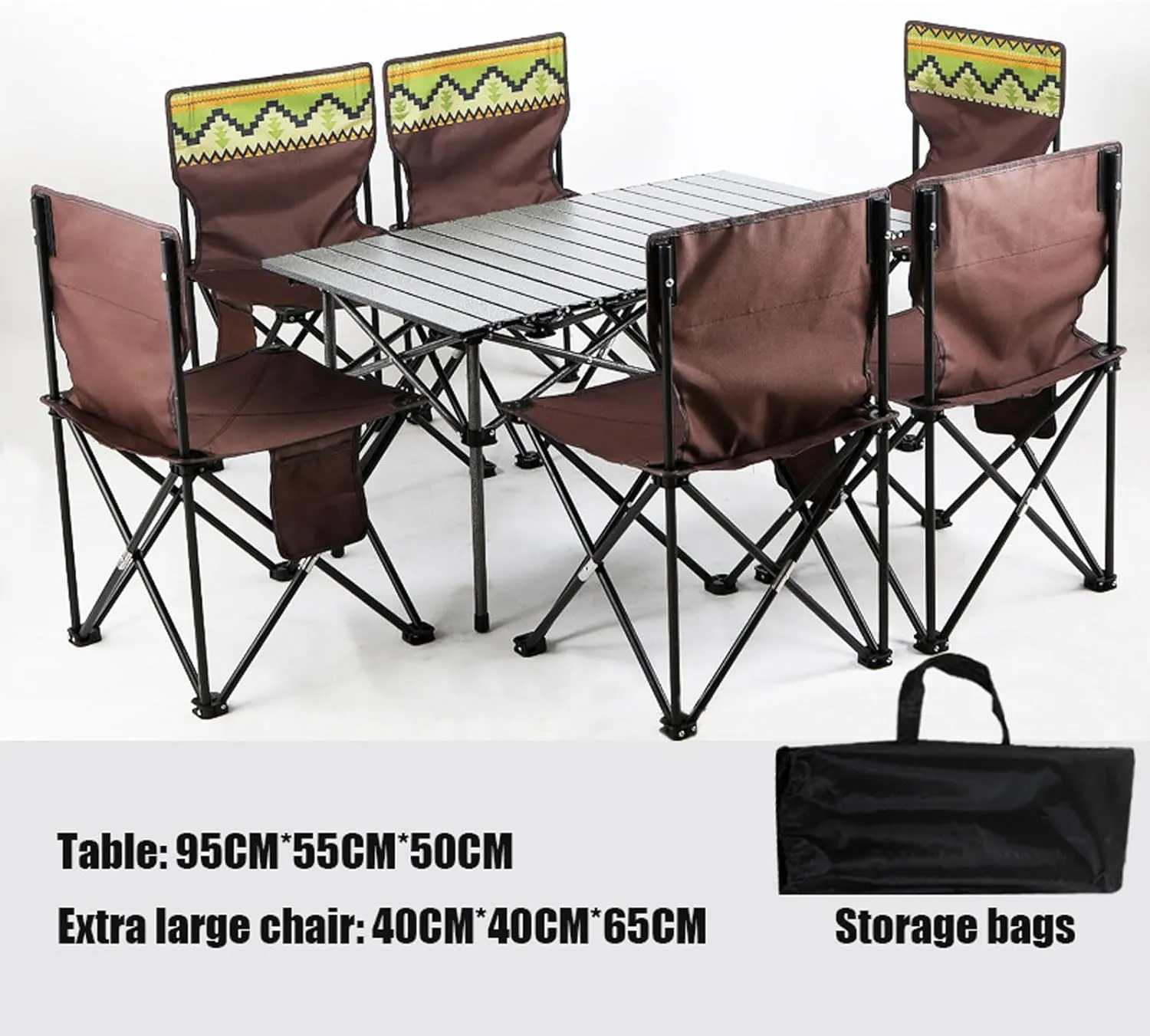 Folding Camping Table and Chair, Lightweight Picnic Table Aluminum Roll-up Table Portable Camp Chairs Foldable Lawn Chair with Carrying Bag, Blue