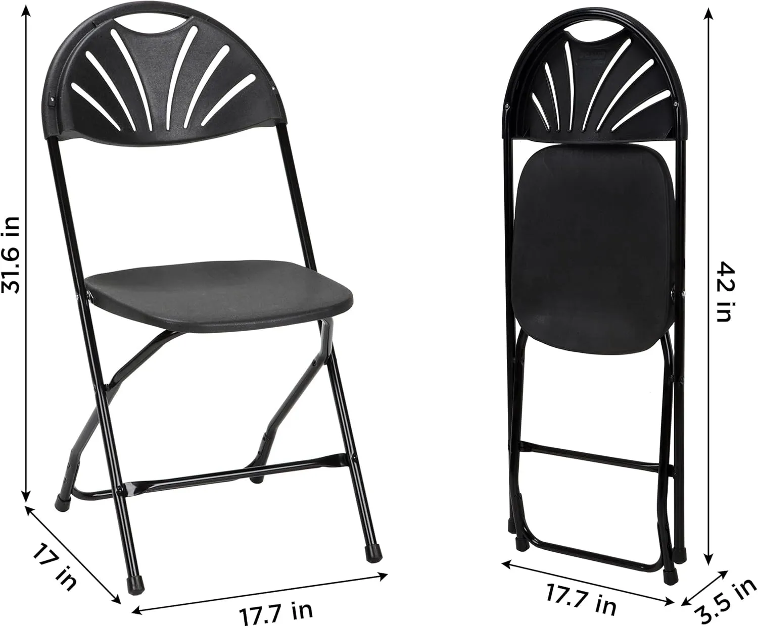 Folding Chair, 8 Pack, Black