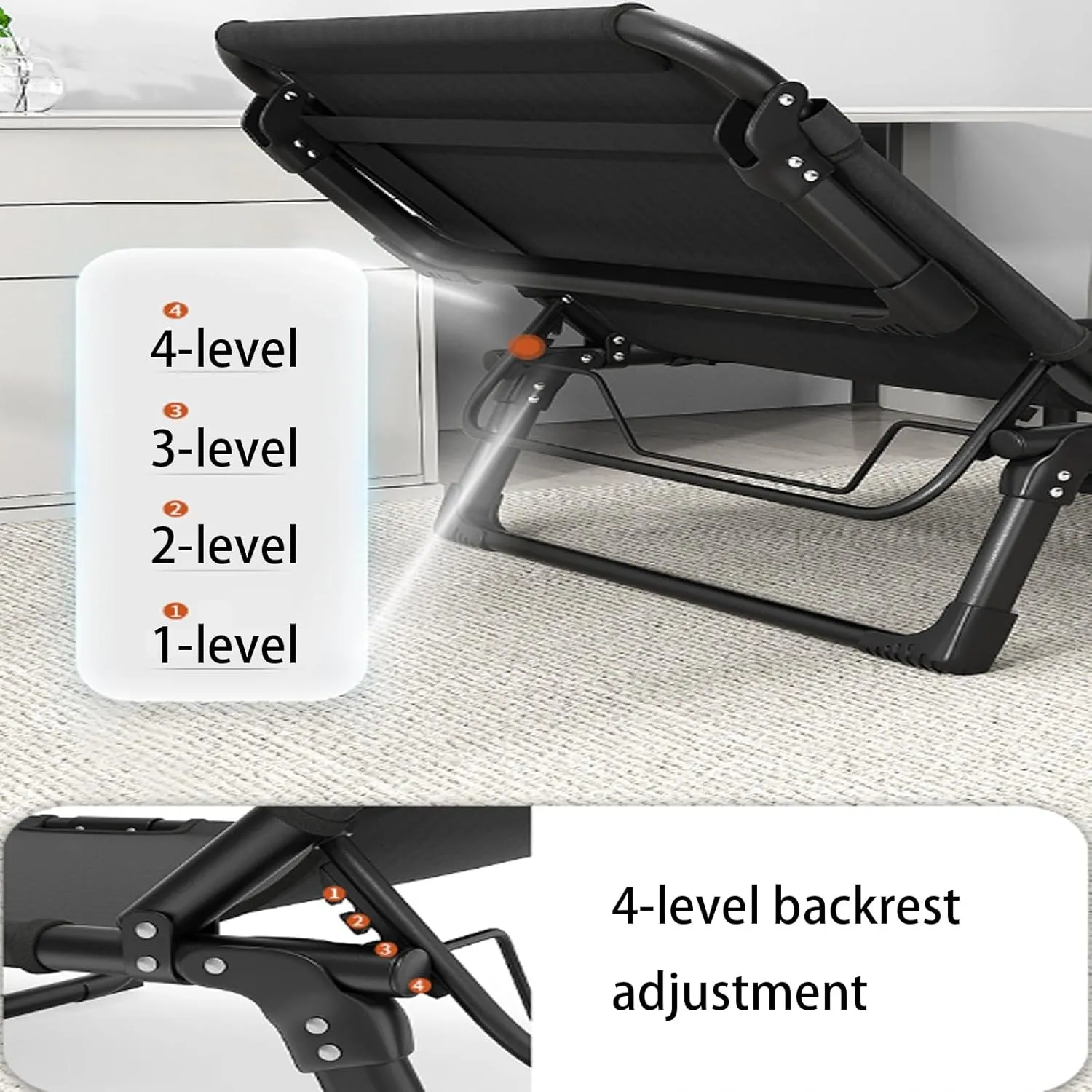 Folding Rollaway Bed, Camping Cot for Adults with Pillow, Portable Fold Up Guest Bed with Sturdy Steel Frame, 4 Position Adjustable for Indoor & Outdoor Activity(Black,190 * 75 * 30cm)