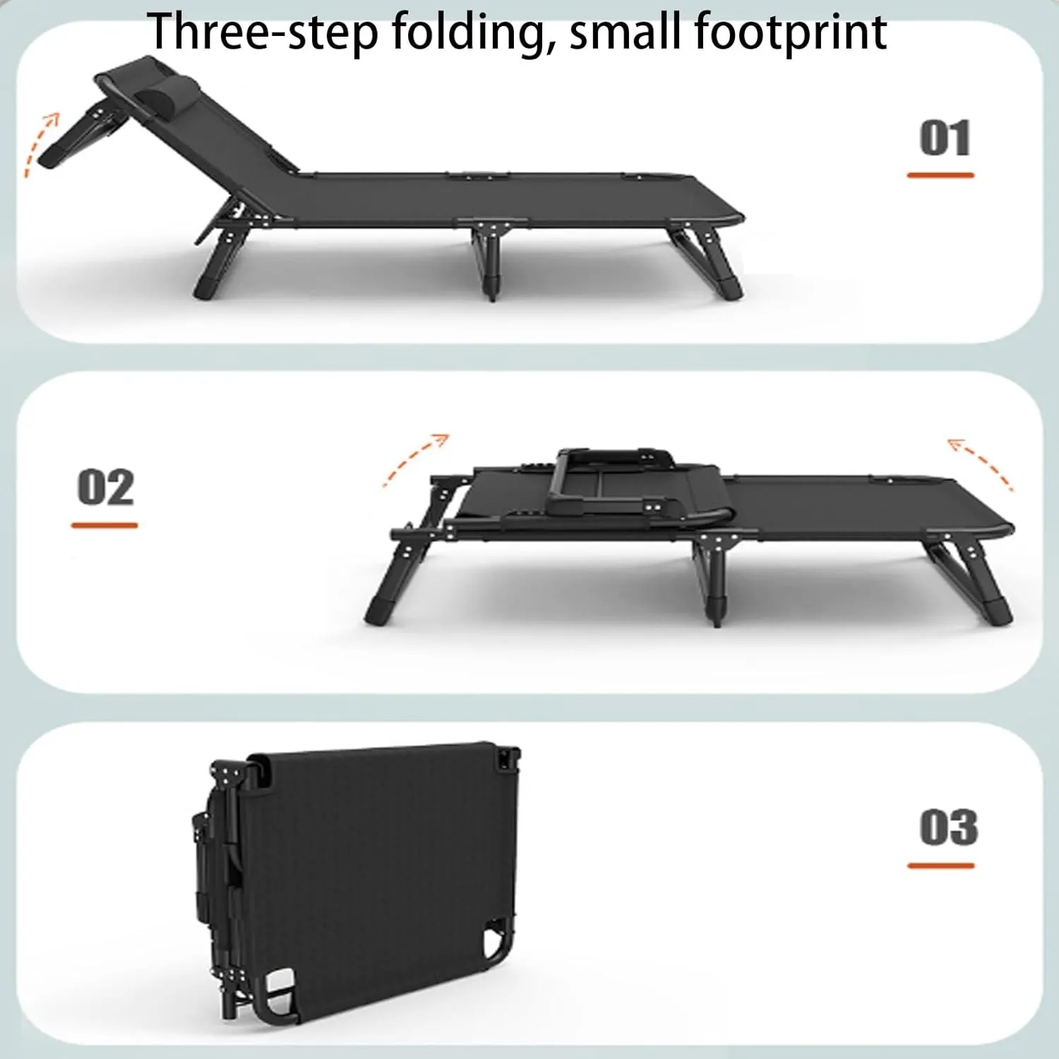 Folding Rollaway Bed, Camping Cot for Adults with Pillow, Portable Fold Up Guest Bed with Sturdy Steel Frame, 4 Position Adjustable for Indoor & Outdoor Activity(Black,190 * 75 * 30cm)
