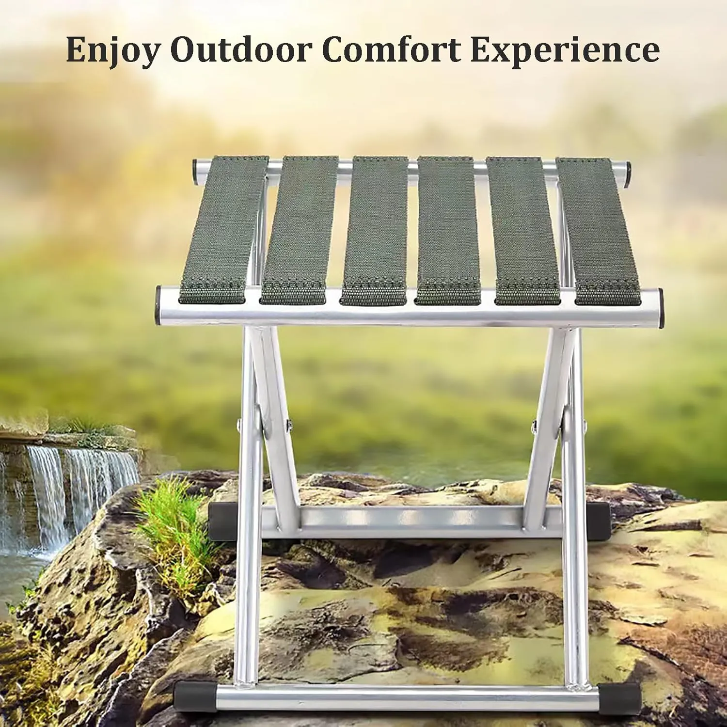Folding Stool, Portable Camping Stool 15.7''/13.7'' Height Outdoor Portable Chair Foldable Lightweight Stool for Walking Hunting Hiking Fishing(10.6inx12.6inx10.2in, Blue)