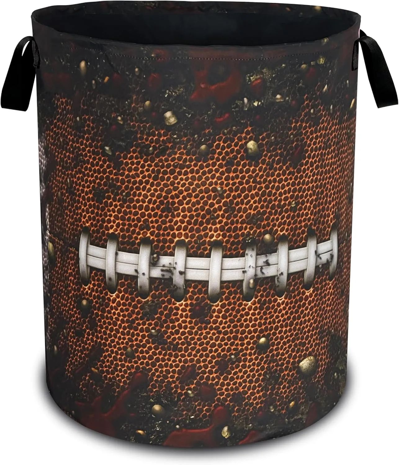 Football Laundry Basket Oxford Cloth Ball Texture Pattern Laundry Hamper With Handle Foldable Portable Clothes Storage Basket 18.9 X 16.5 Inch Storage Bag For Laundry Room/Bathroom/Bedroom/Dormitories
