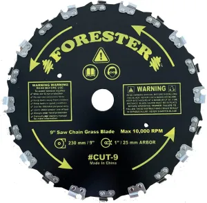 Forester 9” Chainsaw Brush Cutter Blade – 20 Tooth Circular Trimmer Saw Blade - for Trimming Trees, Clearing Underbrush, Cutting String, Weeds and Bush