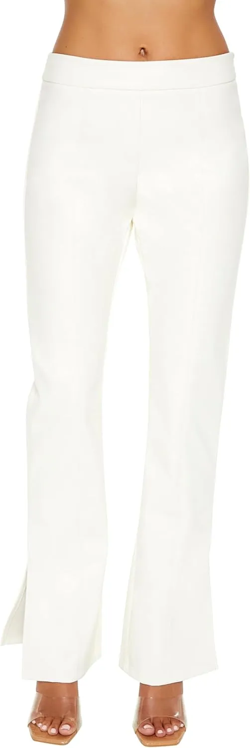 Forever 21 Women's Faux Leather Split-Hem Flare Pants