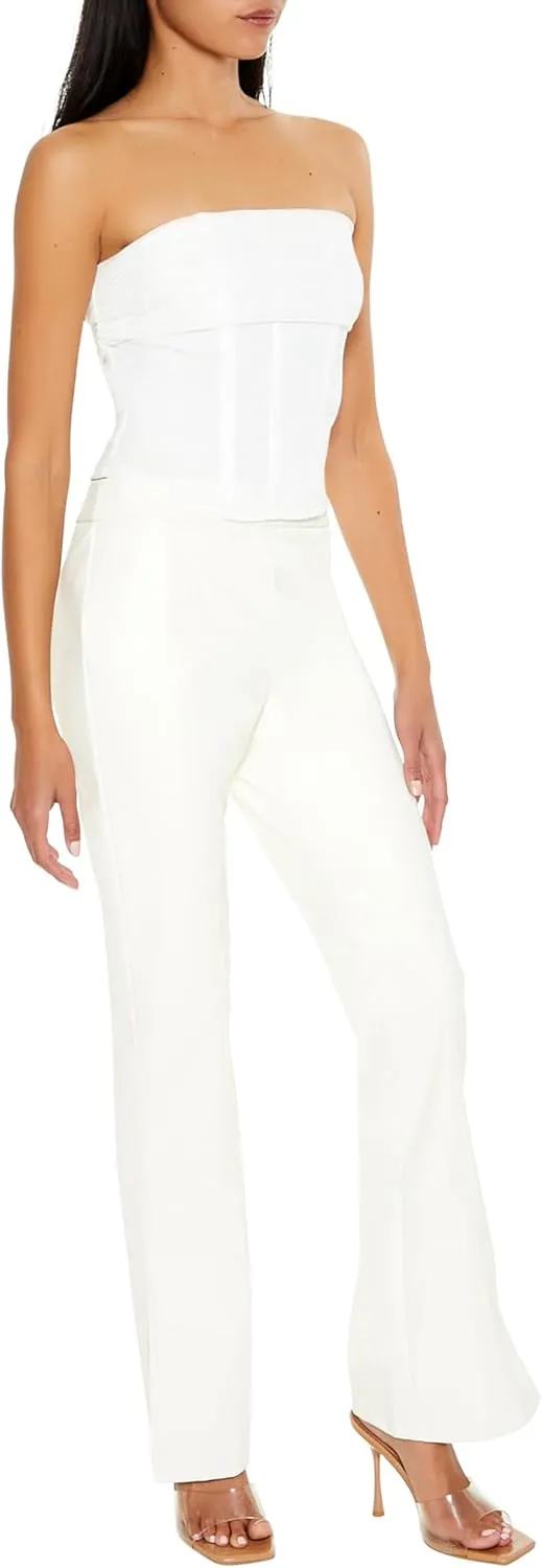Forever 21 Women's Faux Leather Split-Hem Flare Pants