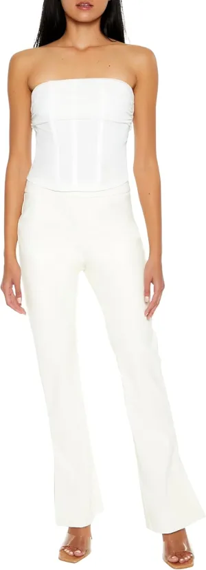 Forever 21 Women's Faux Leather Split-Hem Flare Pants