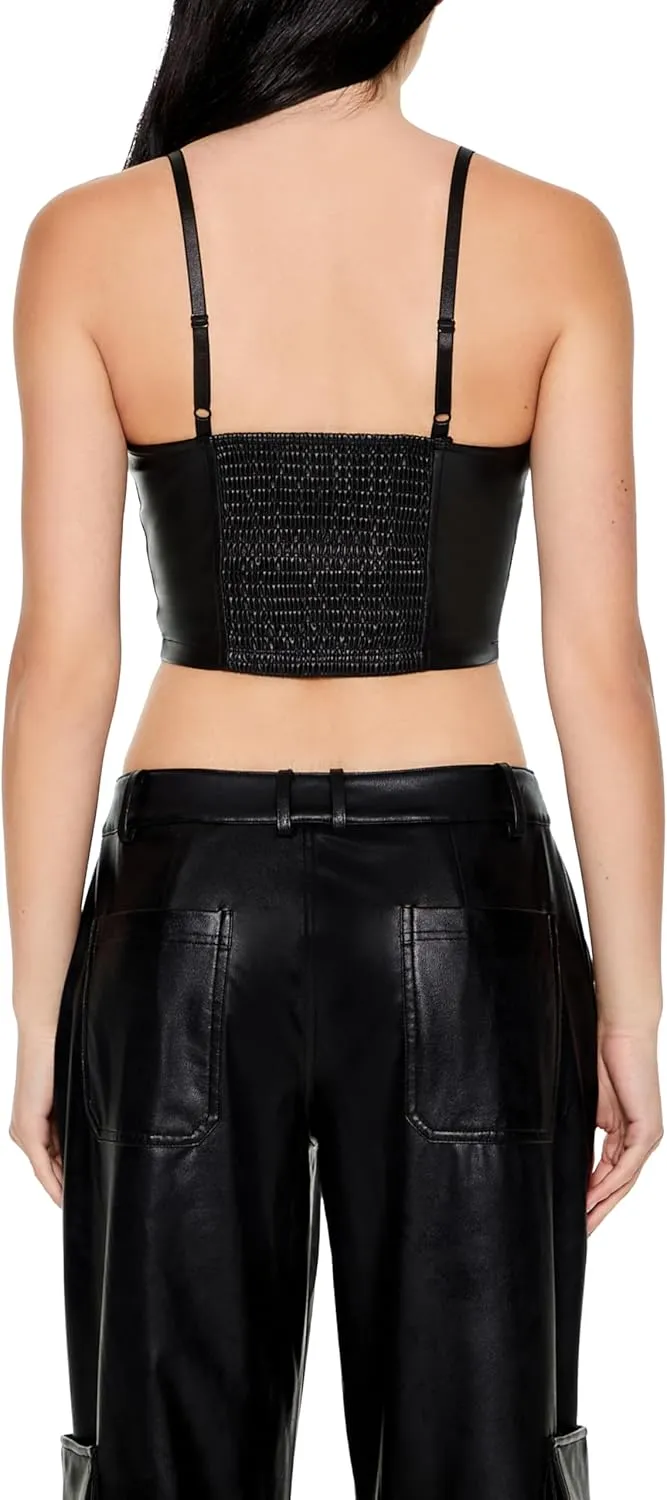 Forever 21 Women's Faux Leather V-Hem Bustier Cami