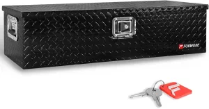 FORWODE 39 Inch Truck Bed Tool Box, Heavy Duty Aluminum Truck Storage Organizer for Pickup Truck Bed RV Toolbox with Handle and Lock Black