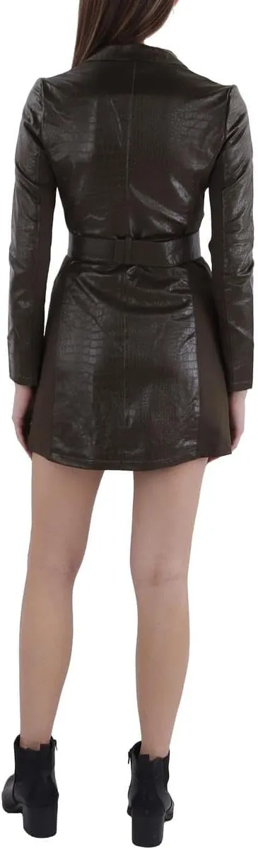 French Connection Womens Clancy Faux Leather Jacket Shirtdress