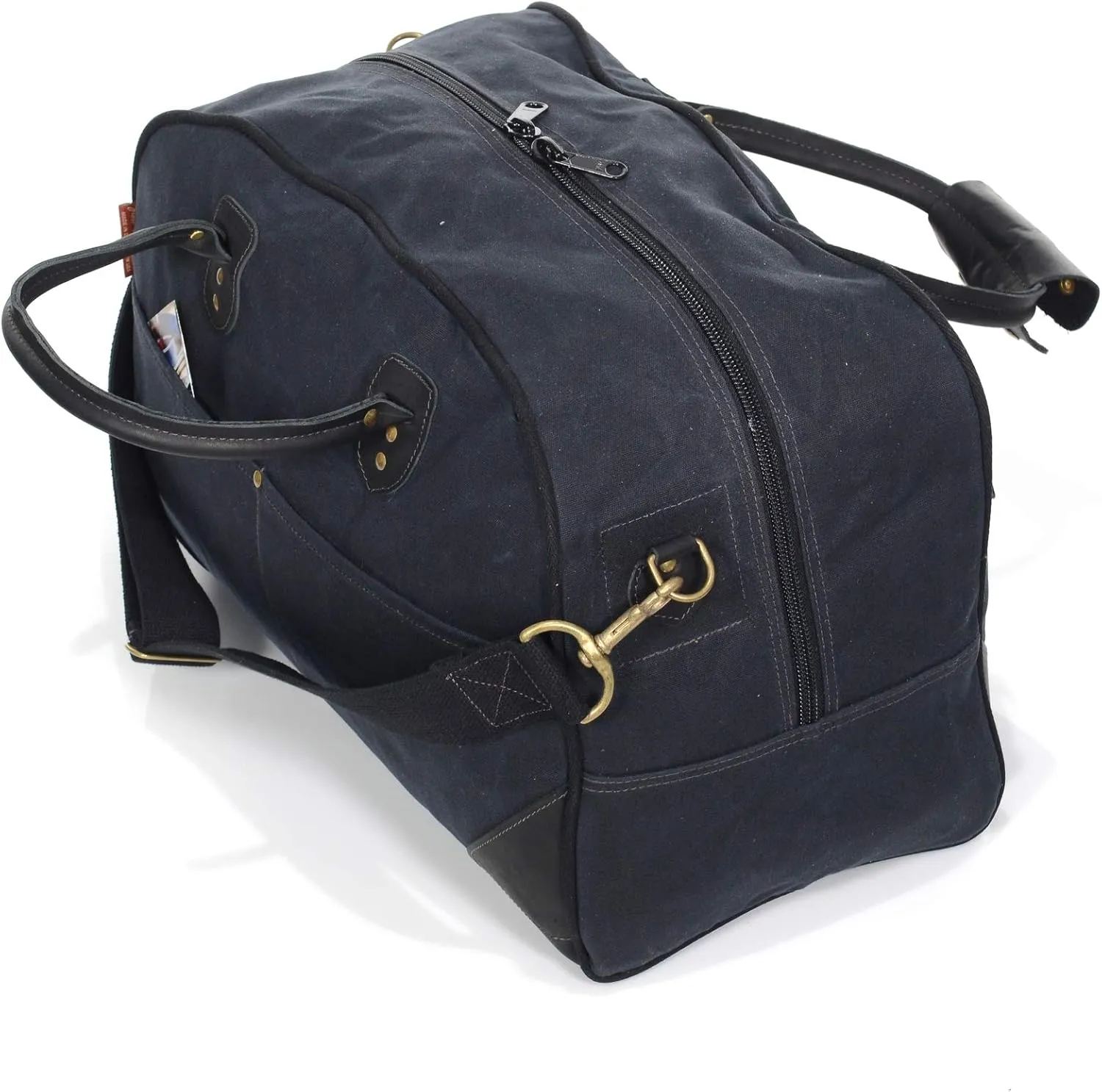 Frost River Curtis Flight Bag - Waxed Canvas and Leather Carry On Luggage Pack, Durable Weekender with Outside Access Pockets, Carry On, 45 Liter, Heritage Black
