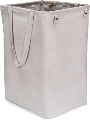 Full Circle Loads of Fun Collapsible Hamper – Laundry Basket for Dirty Clothes & Towels – Tall Standing Organic Cotton Laundry Bag with Long Handles - Ideal for Bathroom, Bedroom or Kids’ Room, Gray