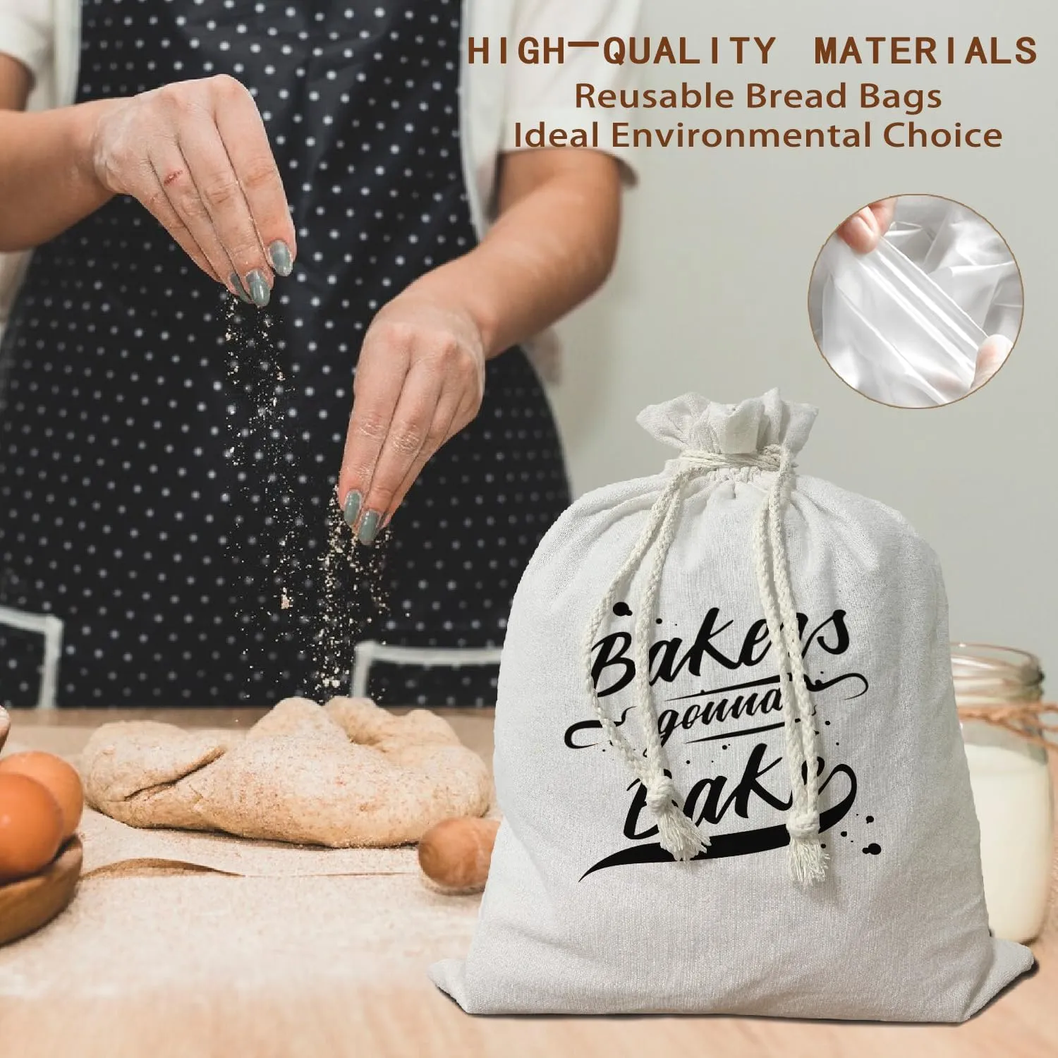 Funny Bakers Gifts Bread Box Homemade Bread Bag for Women,Bakers Kitchen Sourdough Linen Reusable Bread Box Storage Bag Container 15.5×11.8 Kitchen Drawstring Bag Pouch Baking Gifts for Women Bakers