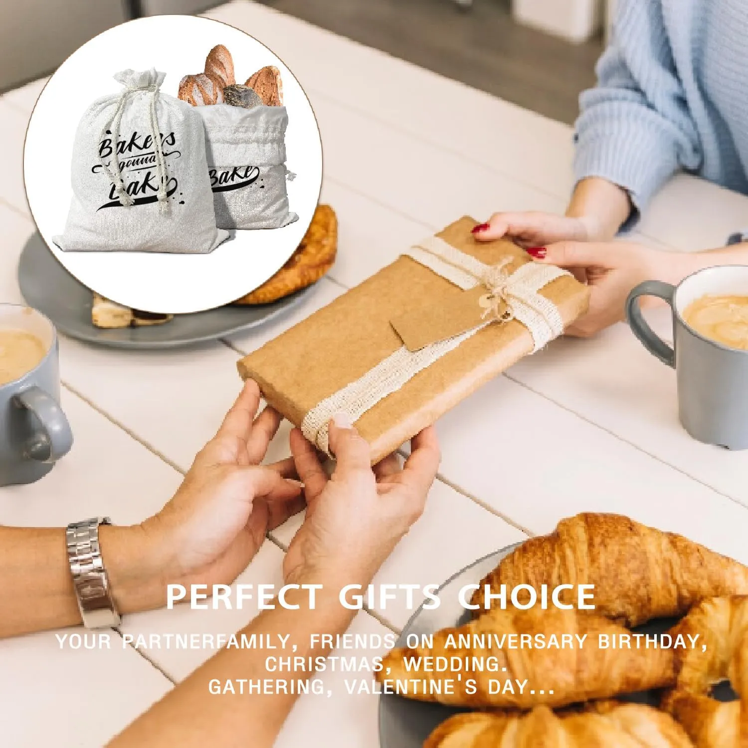 Funny Bakers Gifts Bread Box Homemade Bread Bag for Women,Bakers Kitchen Sourdough Linen Reusable Bread Box Storage Bag Container 15.5×11.8 Kitchen Drawstring Bag Pouch Baking Gifts for Women Bakers