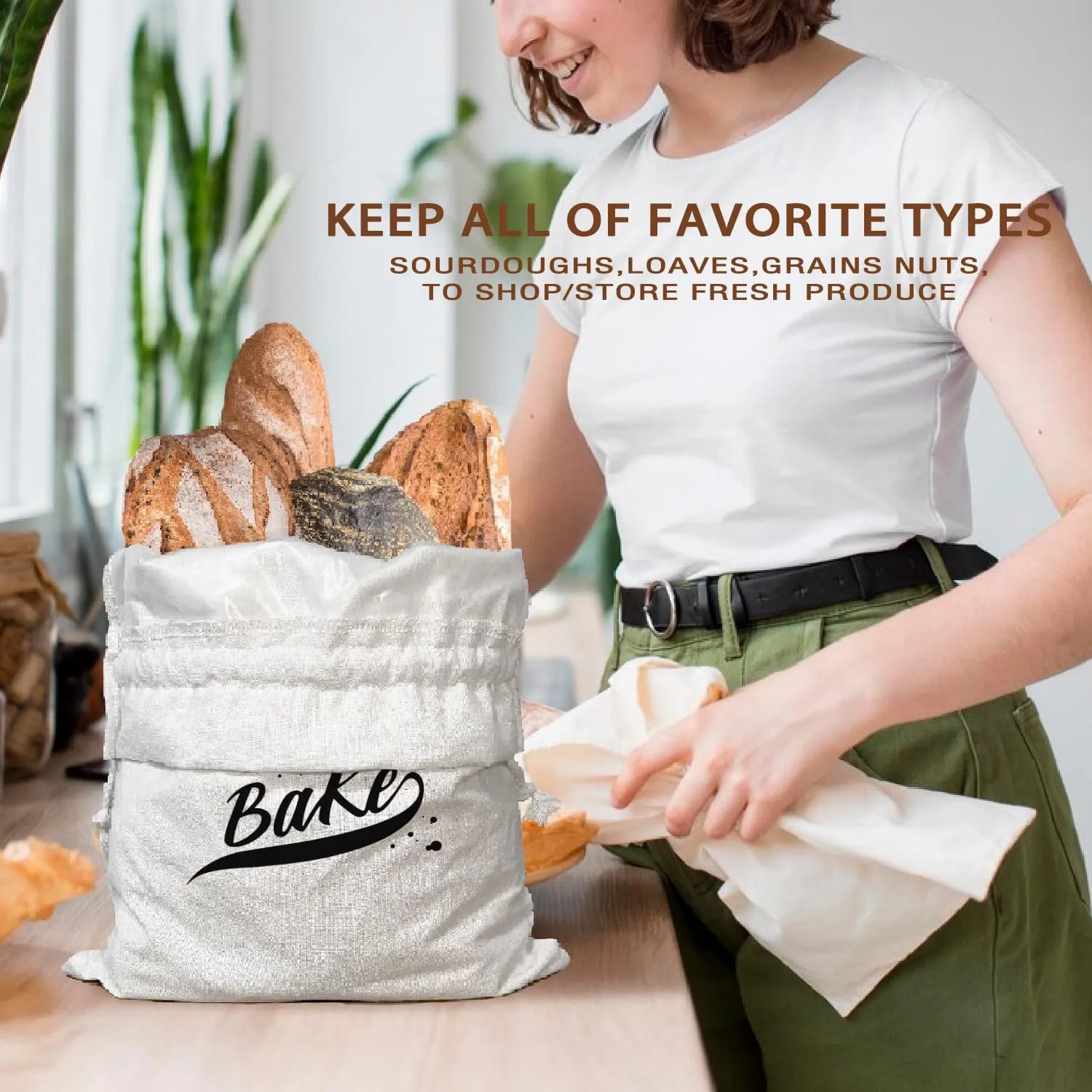 Funny Bakers Gifts Bread Box Homemade Bread Bag for Women,Bakers Kitchen Sourdough Linen Reusable Bread Box Storage Bag Container 15.5×11.8 Kitchen Drawstring Bag Pouch Baking Gifts for Women Bakers