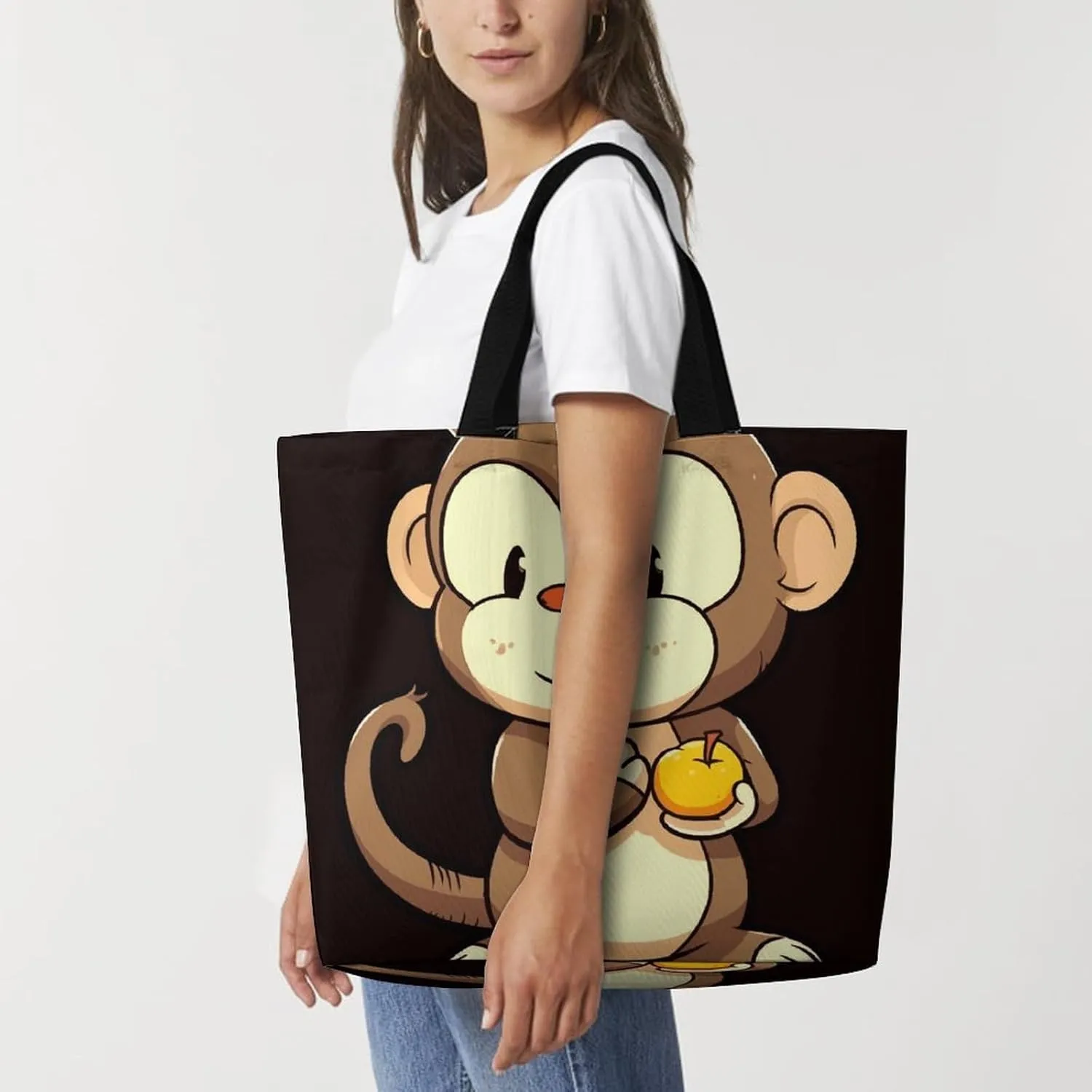 Funny Cartoon Pug Puppy Dog Tote Bag for Women Reusable Grocery Shoulder Bags Shopping Bag for Travel, Groceries