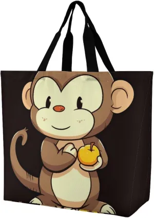 Funny Cartoon Pug Puppy Dog Tote Bag for Women Reusable Grocery Shoulder Bags Shopping Bag for Travel, Groceries