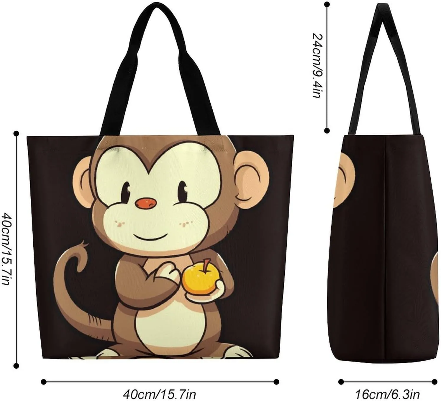 Funny Cartoon Pug Puppy Dog Tote Bag for Women Reusable Grocery Shoulder Bags Shopping Bag for Travel, Groceries