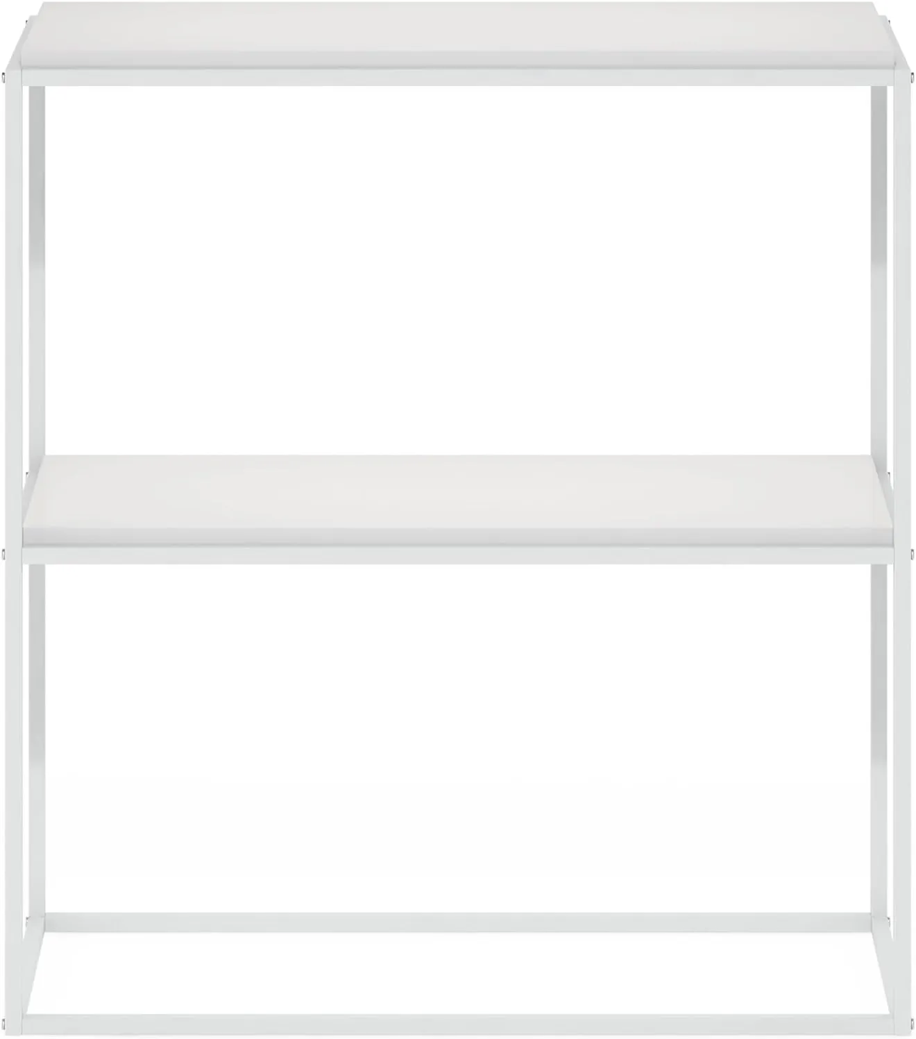 Furinno Moretti Modern Lifestyle Wide Stackable Shelf, 2-Tier, Solid White/White