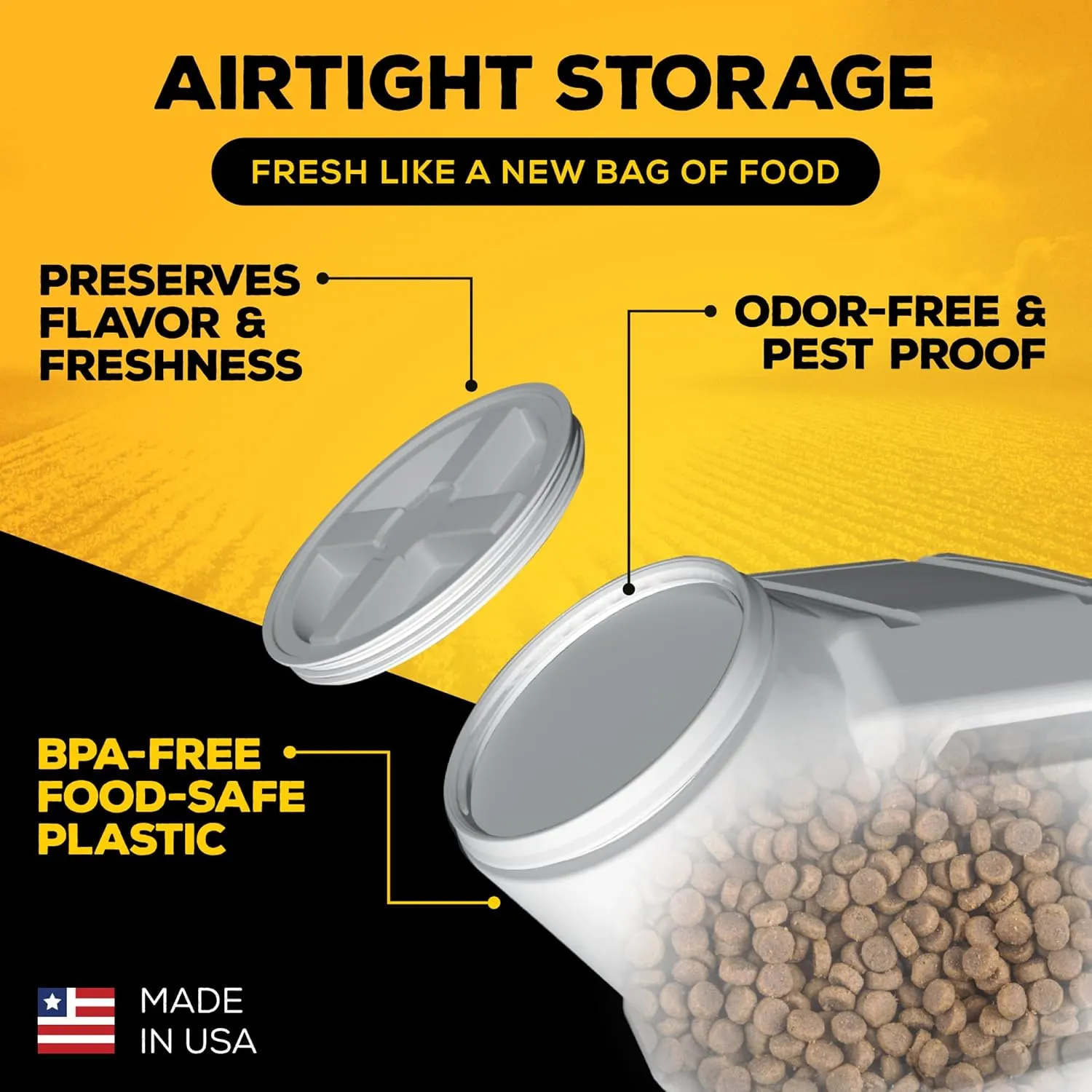 Gamma2 Vittles Vault Stackable Dog Food Storage Container with Sealing Lid, Up to 60 lbs Dry Pet Food Storage Container, USA-Made - [14.5" L x 19" H]