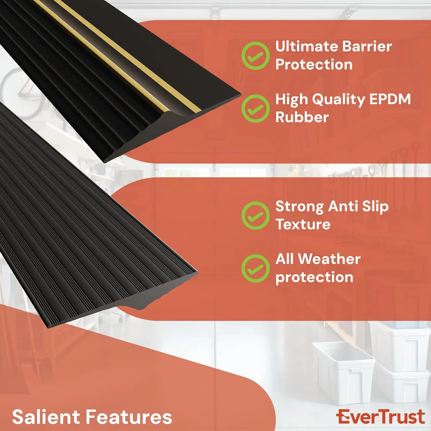 Garage Threshold Seal Strip. Weatherproof EPDM Rubber Strip Replacement Kit for DIY. 10 Ft Strip   1pc 300 ml Sealant Adhesive. (10 FT)