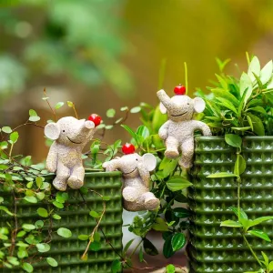 Garden Statues Flowerpot Landscaping Tree-Hugger Fairy Plant Pot&Vase Hugger, Mini Decorative Climber Clingers (3Pack Elephant)