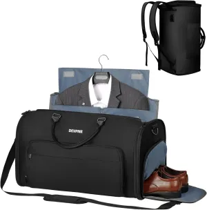 Garment Duffle Bag for Travel, Convertible Garment Bag for Men Women with Shoe Compartment, 3 in 1 Waterproof Carry on Garment Backpack for Bussiness Trip & Sport
