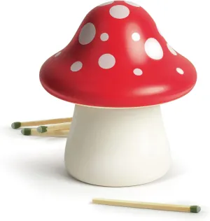 Genuine Fred Merry Mushroom, Decorative Ceramic Match Striker and Storage