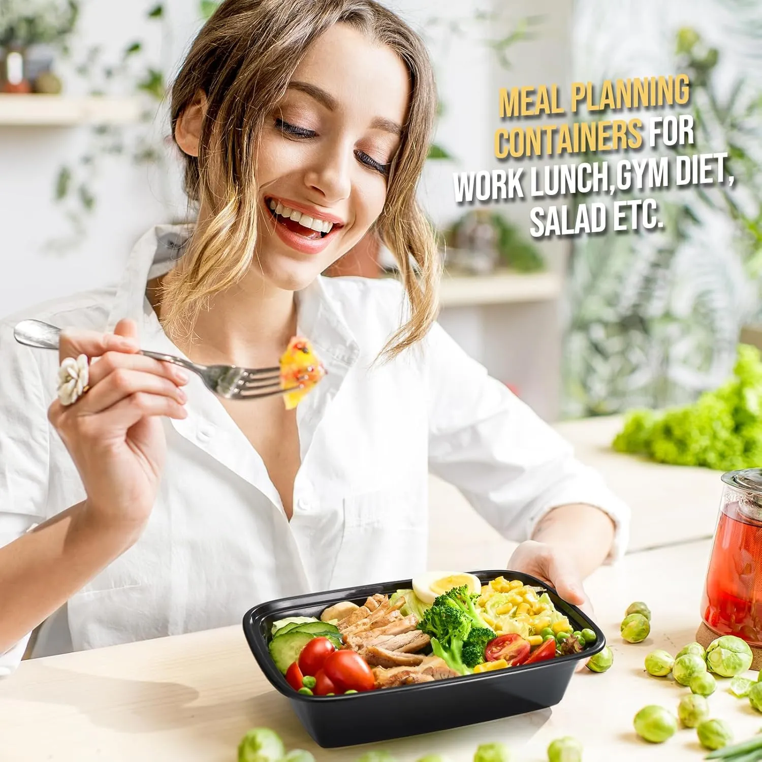 Glotoch Express Meal Prep Containers Reusable 34 OZ 20 PC Disposable Food Container with Lids Storage Plastic Togo Containers Take Away Lunch Container BPA Free, Freezer Safe, Microwave 1 Compartment