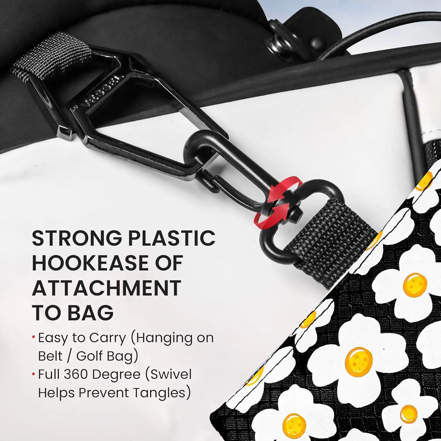 Golf Bag Accessories Valuables Pouch Bags Multi Pocket Zipper Hook with 10 Pcs Wood Golf Tees for Men Women