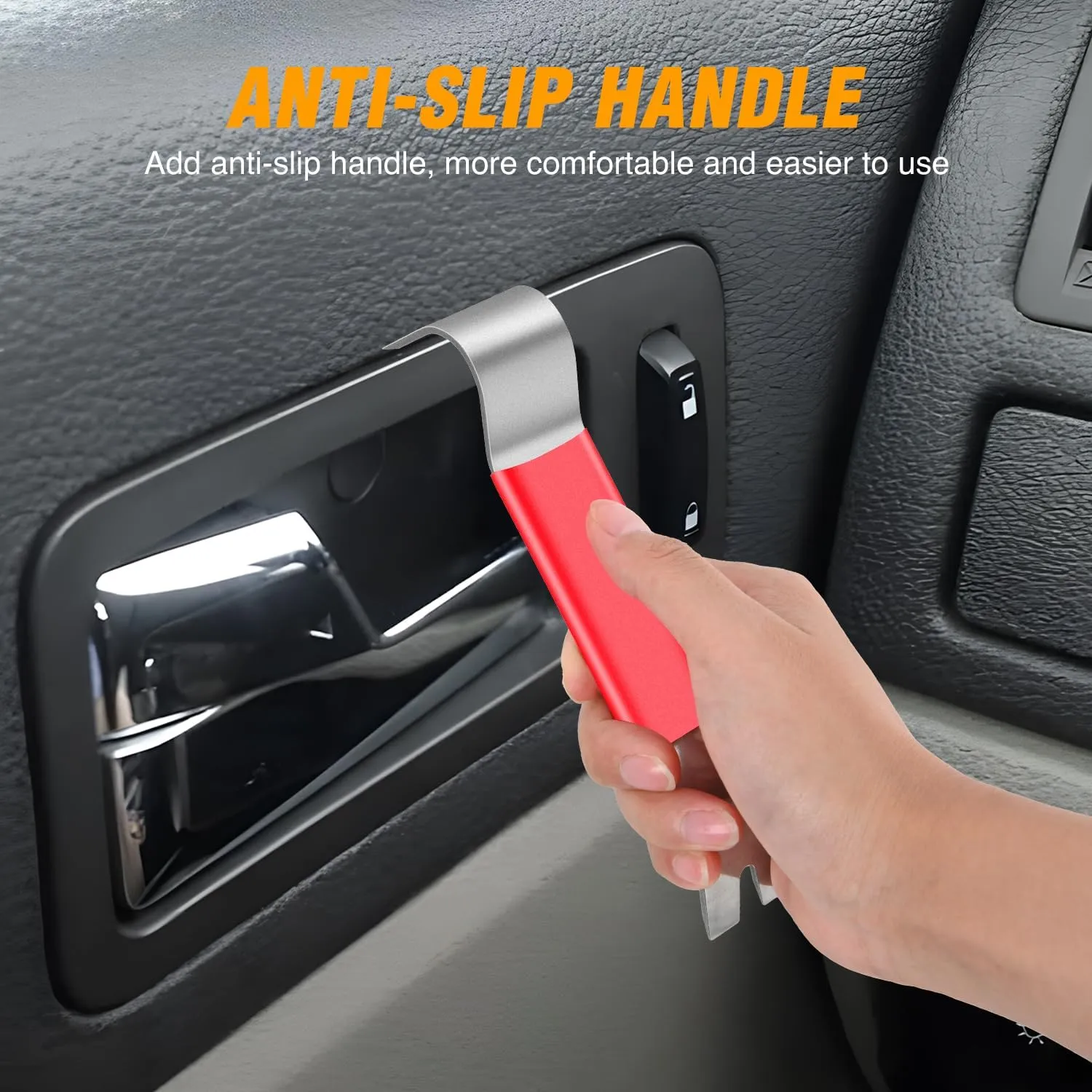 GOOACC 11 PCS Trim Removal Tool Kit, Metal Pry Tool Auto Fastener Remover Pry Bar Set Car Door Panel Removal Tool Dashboard Repair Kit Red