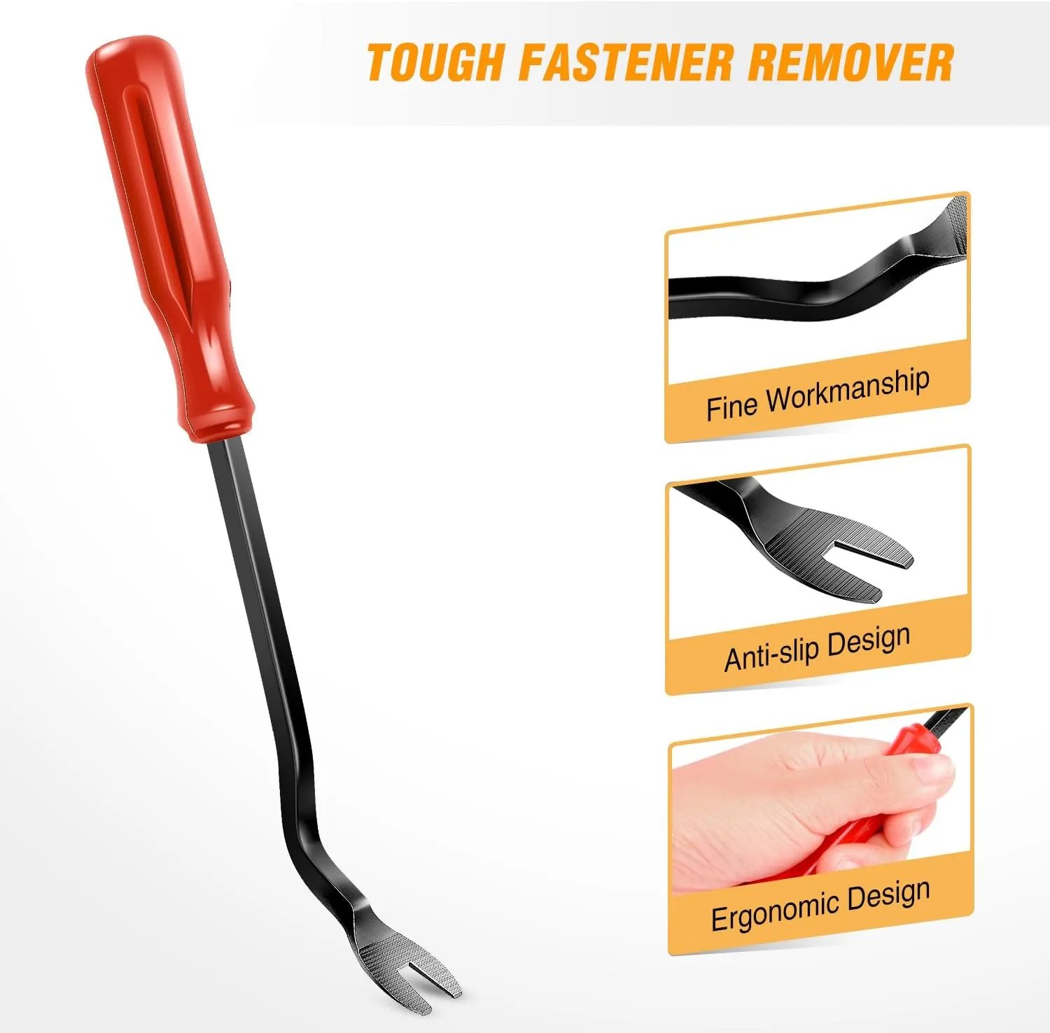 GOOACC 11 PCS Trim Removal Tool Kit, Metal Pry Tool Auto Fastener Remover Pry Bar Set Car Door Panel Removal Tool Dashboard Repair Kit Red