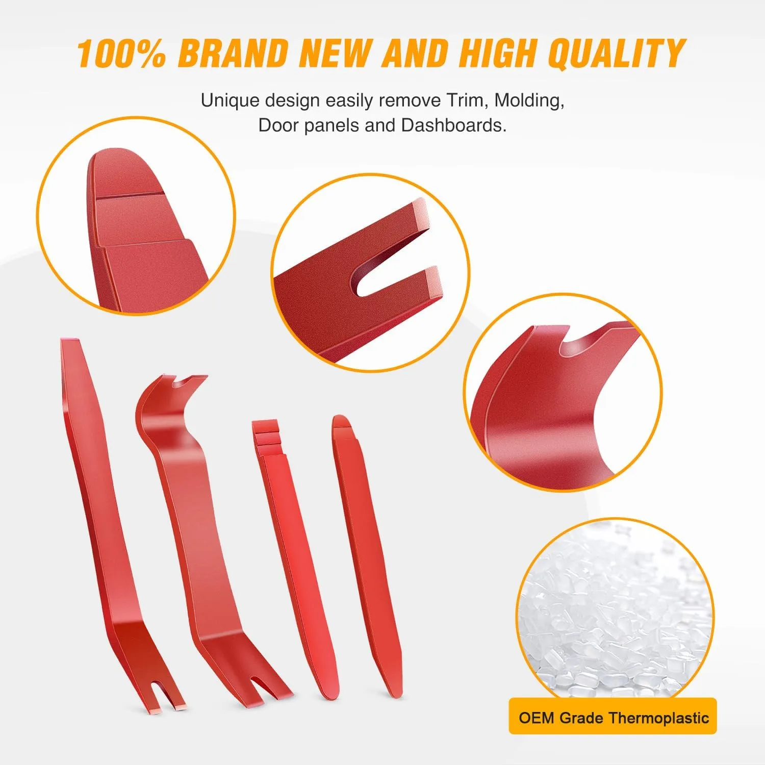 GOOACC 11 PCS Trim Removal Tool Kit, Metal Pry Tool Auto Fastener Remover Pry Bar Set Car Door Panel Removal Tool Dashboard Repair Kit Red