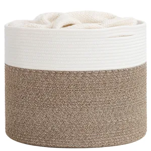 Goodpick Large Cotton Rope Basket, Blanket Basket Living Room 15.8"x15.8"x13.8" Baby Toy Storage, Woven Storage, Nursery Bin