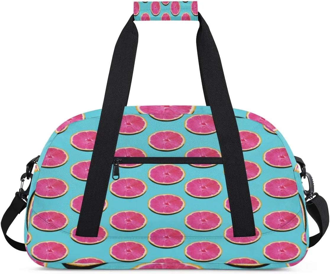 Grapefruit Pink Flesh Kids Overnighted Duffel Bag Carry-On Size & Ideal for School Practice or Weekender Travel with Zip and Shoulder Stra for Boys & Girls