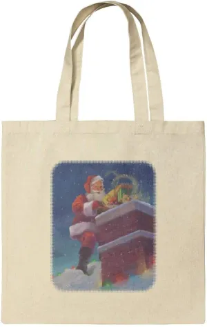 GRAPHICS & MORE Christmas Holiday Santa Going Down the Chimney Grocery Travel Reusable Tote Bag