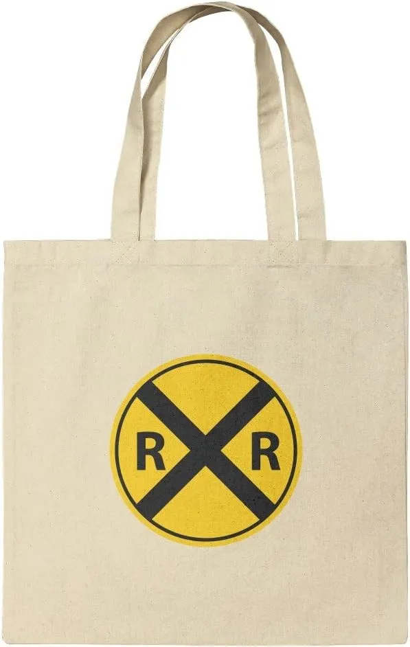 GRAPHICS & MORE Railroad Crossing Traffic Sign Train Grocery Travel Reusable Tote Bag