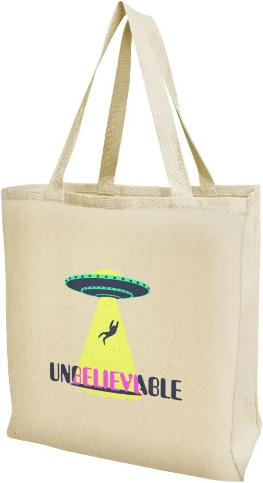 GRAPHICS & MORE Unbelievable Alien Believe UFO Flying Saucer Grocery Travel Reusable Tote Bag