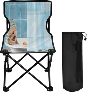 Gredecor Camping Chairs, Funny Cat Shower Portable Camping Chair with Storage Bag, Lightweight Foldable Chair for Outside Camping, Hiking, Travel, Beach and Sports