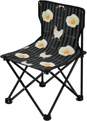 Gredecor Portable Folding Camping Chair with Carrying Bag, Outdoor Portable Chair for Foldable Lawn Chair,Outdoor Camp Chair for Fishing Outside Sports (Eggs and Chickens Striped)