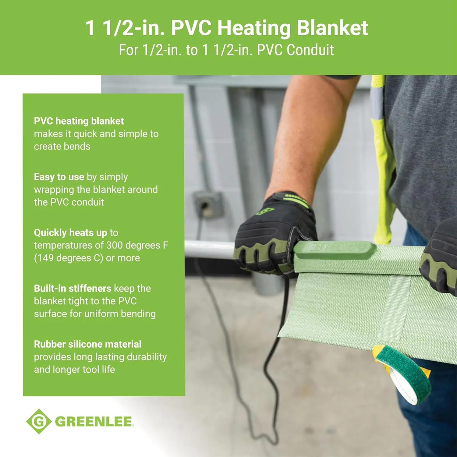 Greenlee 860-1-1/2 Temperature-Controlled PVC Heating Blanket for 1/2" to 1-1/2" PVC Conduit, 120 Volts, 200 Watts, Small, Gray