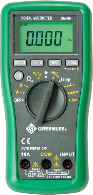 Greenlee - Dmm 1000V Ac/Dc 10A Cap Temp, Elec Test Instruments (DM-65),Black