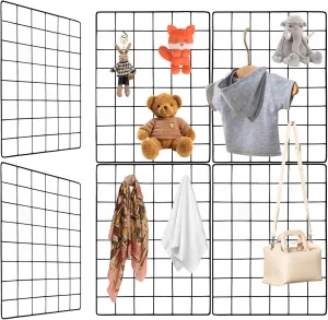 Grid Wall Panels 10pack 15.7"x 11.8" Gridwall for Any Retail Display, Portable and Assembled Wall Grid with Extra Joining Clips and Hooks, Black