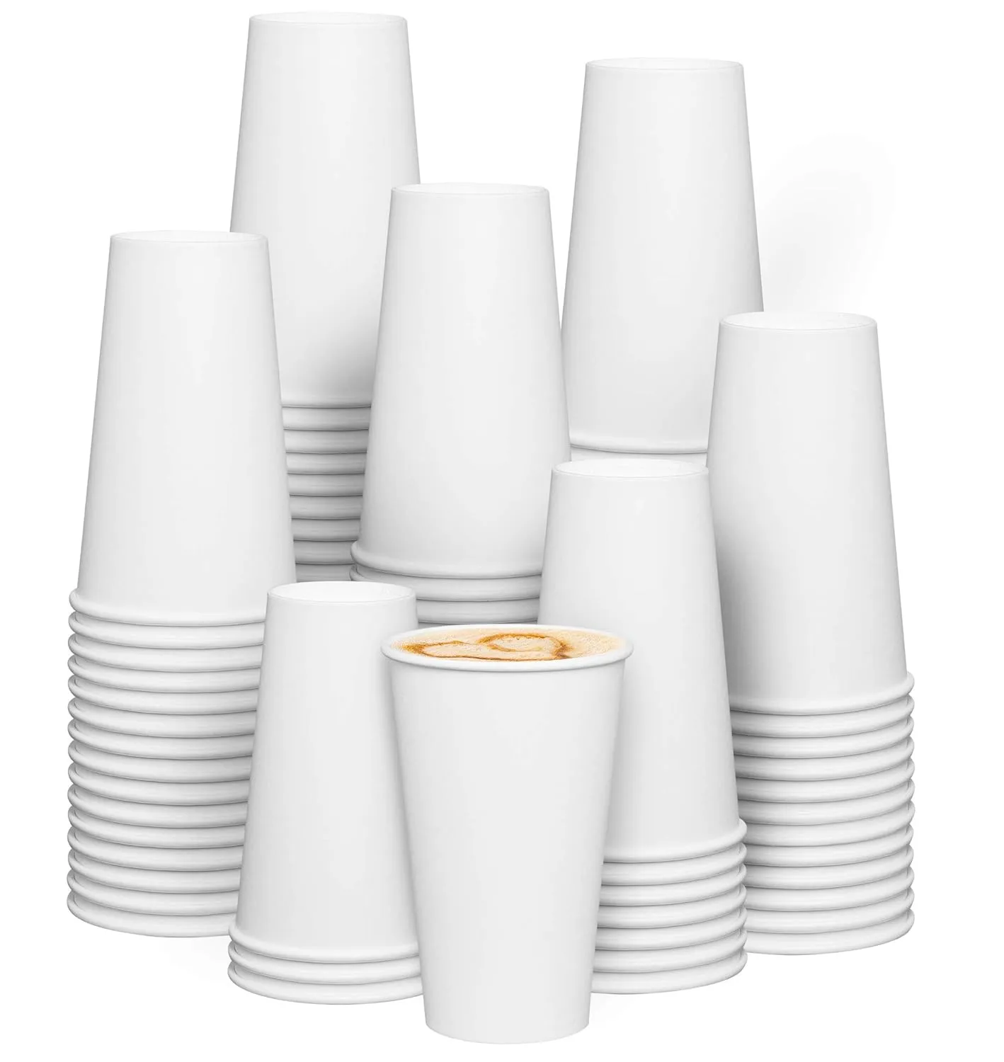 GUSTO [16 oz. - 200 Count Disposable White Paper Cups, Hot Coffee Cups - Eco-Friendly Hot Cups - (Formerly Comfy Package)