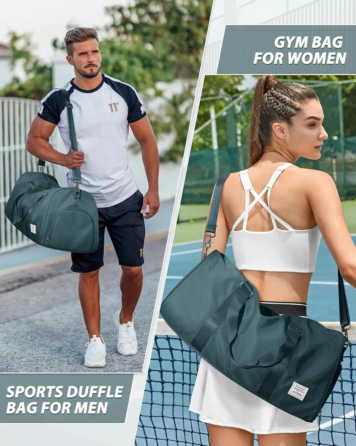 Gym Bag for Women Men with Shoe Compartment,Small Travel Duffle Bags for Traveling Overnight Weekender Bag Personal Item Travel Bag Large Sport Bag Workout Bag Peacock Blue