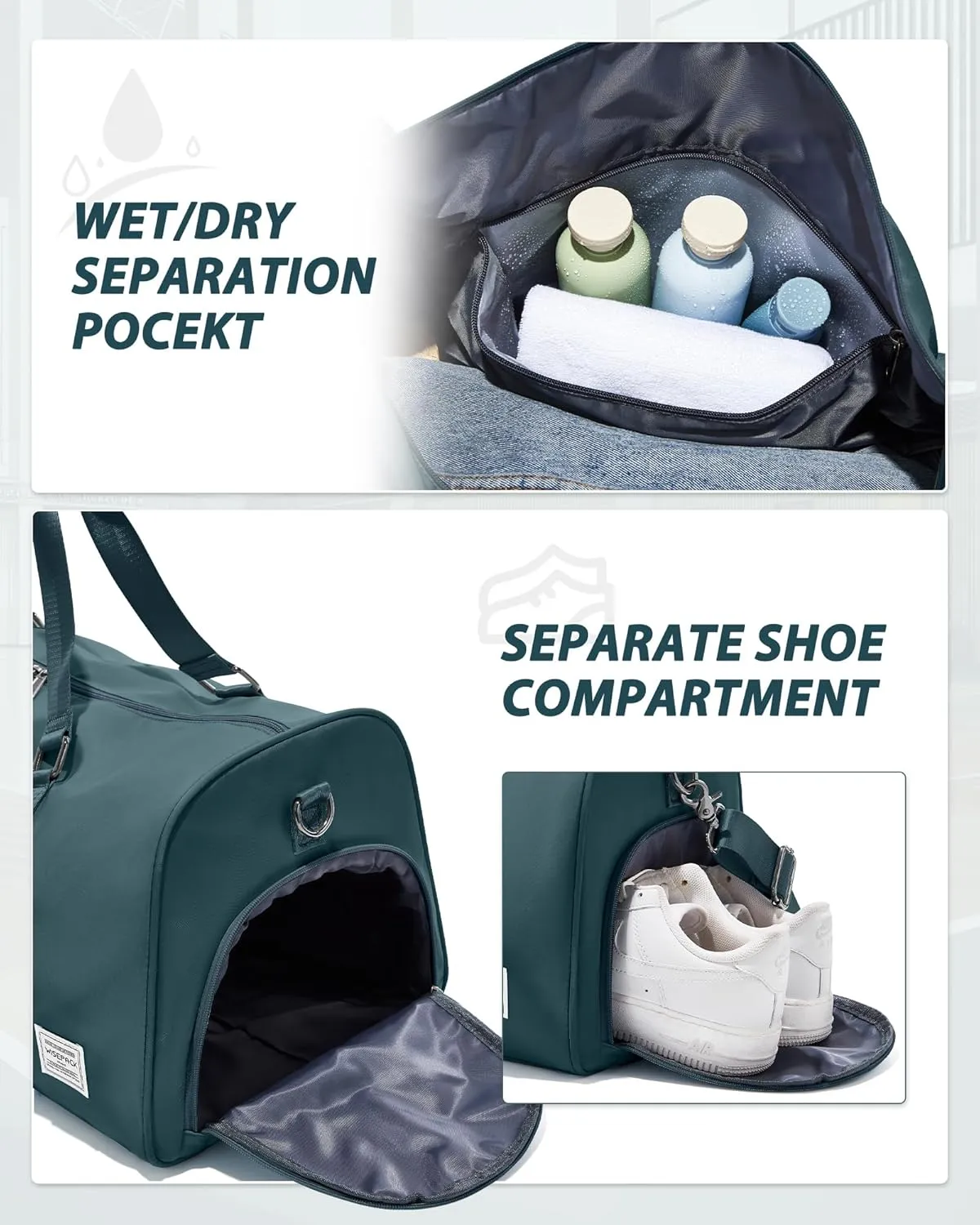 Gym Bag for Women Men with Shoe Compartment,Small Travel Duffle Bags for Traveling Overnight Weekender Bag Personal Item Travel Bag Large Sport Bag Workout Bag Peacock Blue