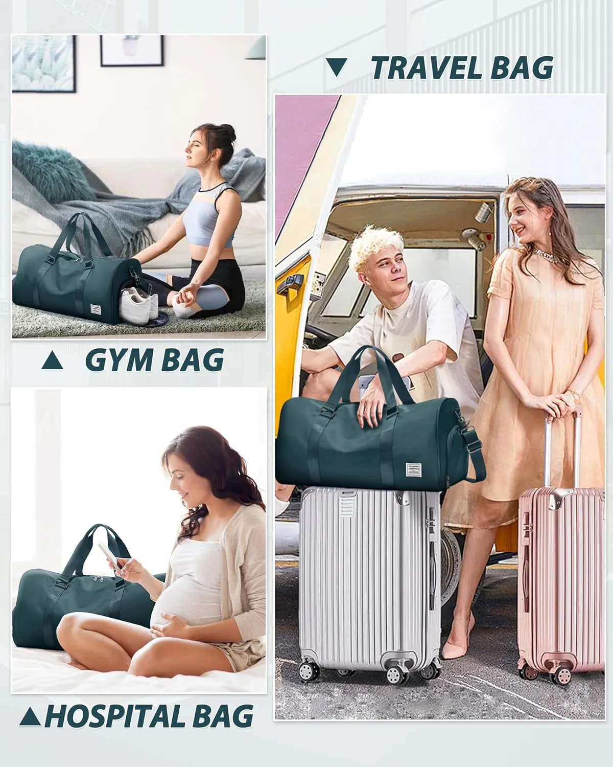 Gym Bag for Women Men with Shoe Compartment,Small Travel Duffle Bags for Traveling Overnight Weekender Bag Personal Item Travel Bag Large Sport Bag Workout Bag Peacock Blue