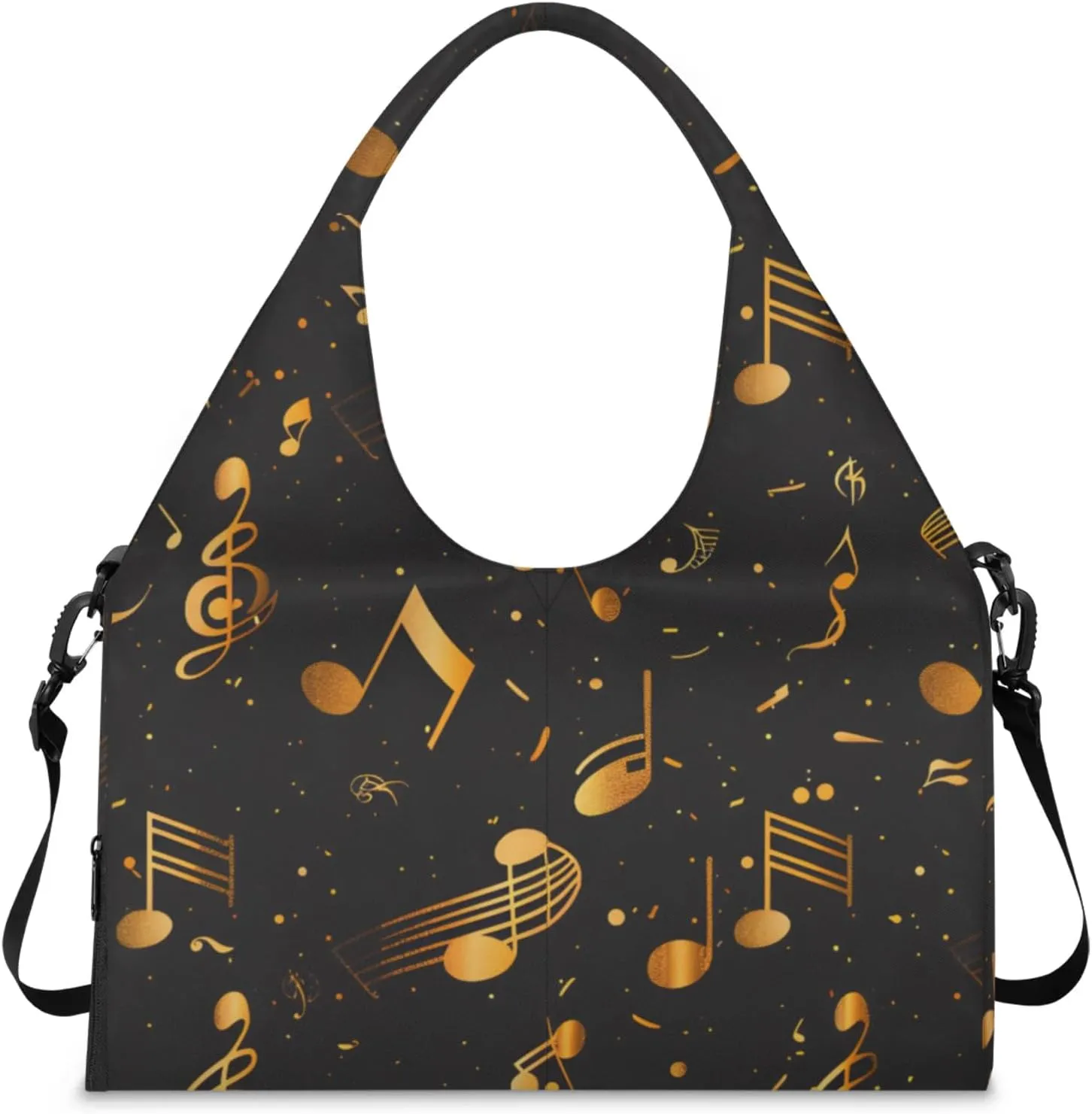 Gym Bag for Women Music Notes Theme Duffel Bag with Shoe Compartment and Yoga Mat Holder Portable Weekender Bags Travel Tote Bags