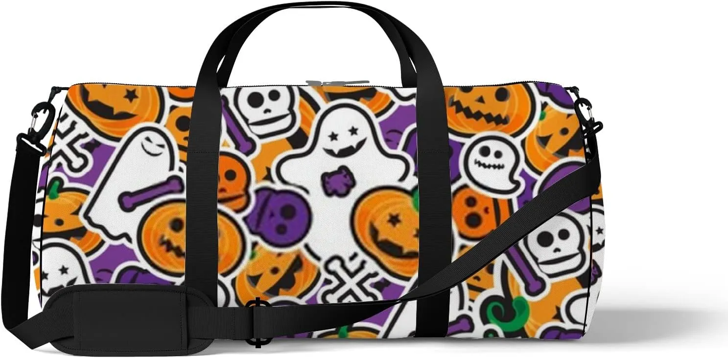 Gym Bag Sports Travel Bag Pumpkin Lamp Hallowmas Weekender Bags with 2 Side Pocket Lightweight Waterproof Polyester Tote Bag for Swimming Yoga Women Men 9x17.6inch
