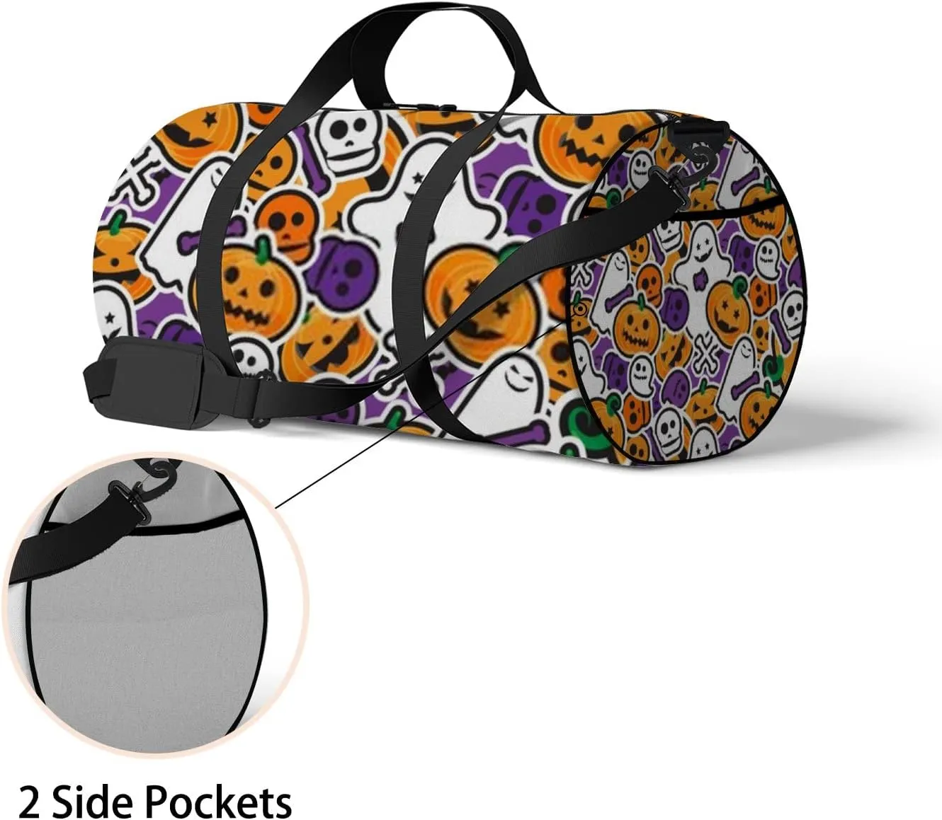Gym Bag Sports Travel Bag Pumpkin Lamp Hallowmas Weekender Bags with 2 Side Pocket Lightweight Waterproof Polyester Tote Bag for Swimming Yoga Women Men 9x17.6inch