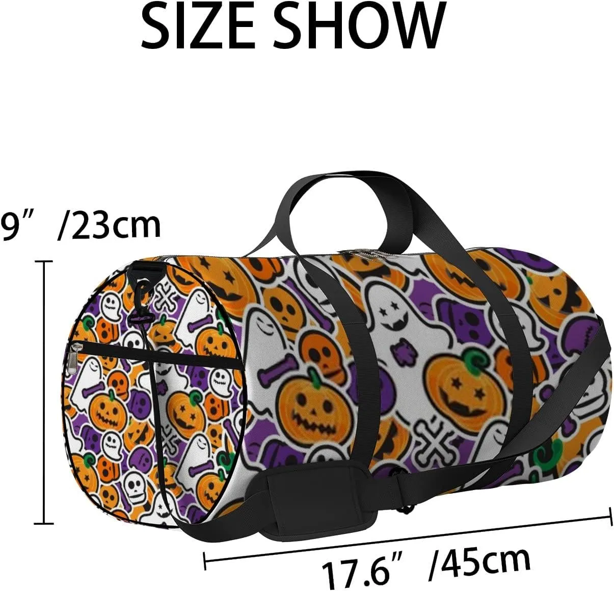 Gym Bag Sports Travel Bag Pumpkin Lamp Hallowmas Weekender Bags with 2 Side Pocket Lightweight Waterproof Polyester Tote Bag for Swimming Yoga Women Men 9x17.6inch